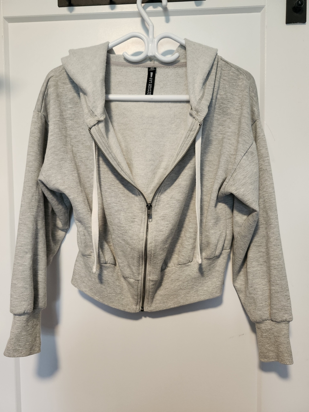 Cropped Grey Hooded Sweatshirt